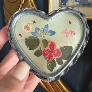 Vintage Cottage Core Pressed Floral Heart Shaped Candle